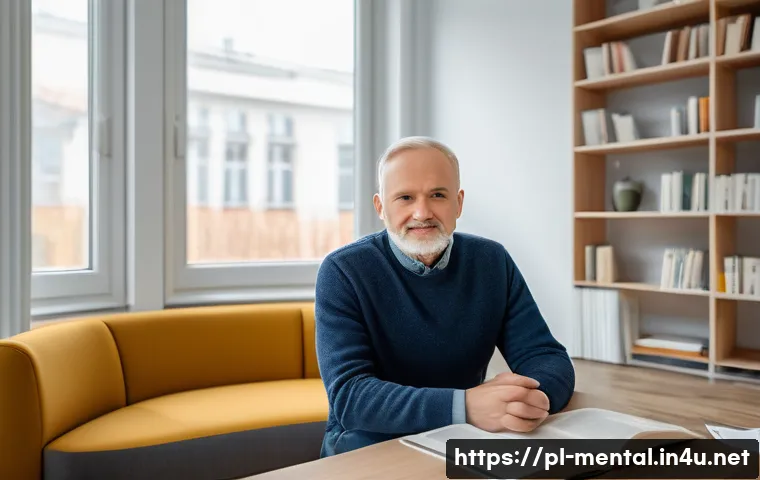 정신건강 전문가 이직 전략 - A professional Polish psychologist in a modern office setting, conducting an individual therapy sess...